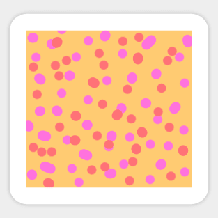 Orange pink red watercolor polka dots art Sticker